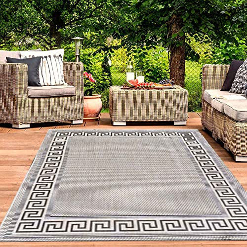 VIMODA In- und Outdoor Teppich Terrassen & Balkon Küche Teppich Bordüre Beige, Maße:160x220 cm von VIMODA