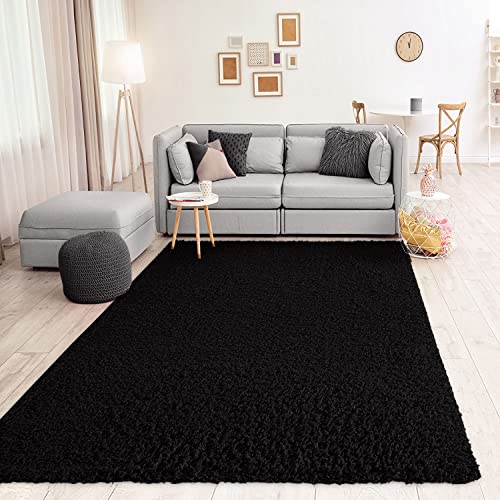 VIMODA Prime Shaggy Teppich Schwarz Hochflor Langflor Teppiche Modern, Maße:160x220 cm von VIMODA