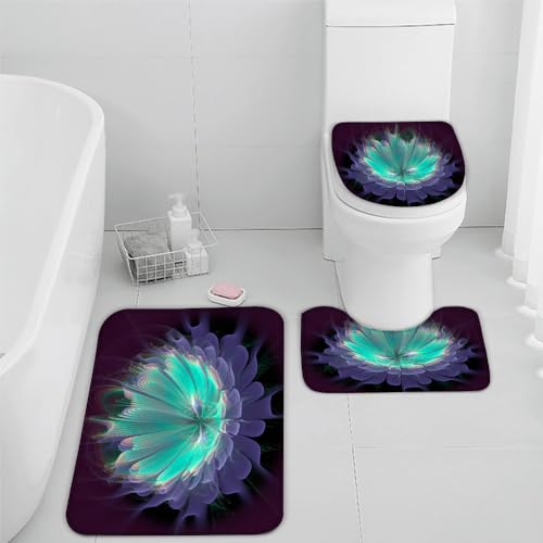 VIMOOR Abstrakt Badezimmerteppich Blumen Badematte rutschfest 3-teiliges Weiche Mikrofaser Badvorleger Schnelltrocknende Absorbierender Badteppich Waschbar Duschvorleger Bath Mat,50 x 80 cm von VIMOOR