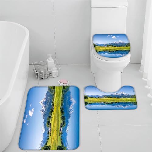 VIMOOR Berge Badezimmerteppich Natur Badematte rutschfest 3-teiliges Weiche Mikrofaser Badvorleger Schnelltrocknende Absorbierender Badteppich Waschbar Duschvorleger Bath Mat,50 x 80 cm von VIMOOR