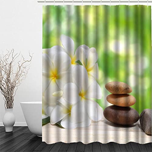 VIMOOR Blumen Duschvorhang 180x200 für Badewanne Badezimmer Badvorhang Weiss Anti-Schimmel Wasserdicht Schwer Polyester Stoff Duschvorhänge mit 12 Duschvorhang Ringe Shower Curtains von VIMOOR