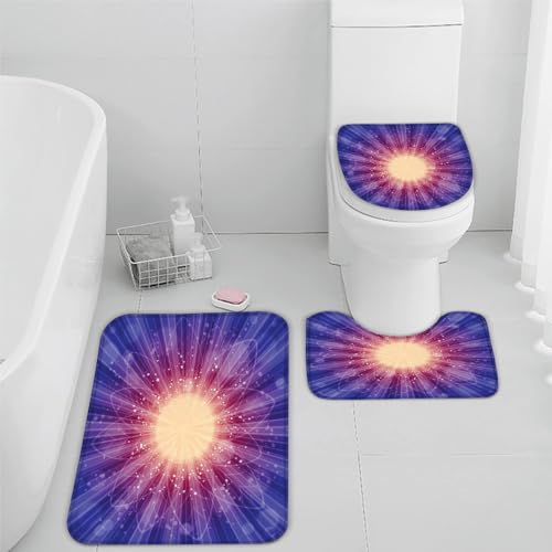 VIMOOR Mandala Badezimmerteppich Blau Bunt Badematte rutschfest 3-teiliges Weiche Mikrofaser Badvorleger Schnelltrocknende Absorbierender Badteppich Waschbar Duschvorleger Bath Mat,50 x 80 cm von VIMOOR