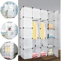20 Würfel Weiß Regalsystem Kleiderschrank Kunststoff diy Garderobenschrank mit Türen Garderobe - Vingo von VINGO