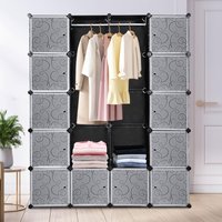 VINGO Kleiderschrank DIY Garderobe Regalsystem Kleiderschrank Regalsystem Kunststoff 20 Boxen/Dekor bedruckt von VINGO