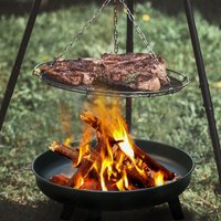 Feuerschale 80 cm bbq Gelötet Öfen Grills Einstellbare Heizlüfter Kamin Beine - Schwarz - Vingo von VINGO