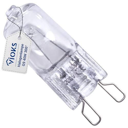 VIOKS Halogen G9 40W 230V Backofen Licht Ersatz für AEG Electrolux 808564102/8 Whirlpool 481010391431 - G9 Backofenlampe mit 2 Schlaufenformanschlüssen - Glühbirne G9 für Backofen Ofen Dampfgarer von VIOKS