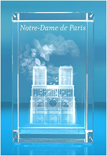 VIP-LASER 3D Glaskristall Quader I Kathedrale Notre Dame de Paris I Schoenes Andenken an Paris Frankreich von VIP-LASER