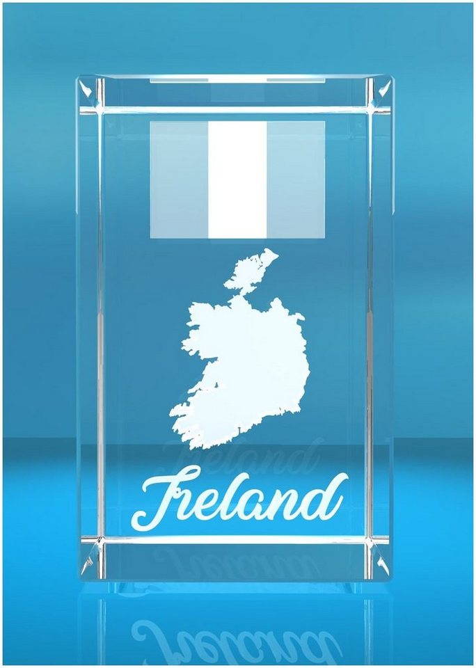 VIP-LASER Dekofigur 3D Glasquader I Irland, Hochwertige Geschenkbox, Made in Germany, Familienbetrieb von VIP-LASER