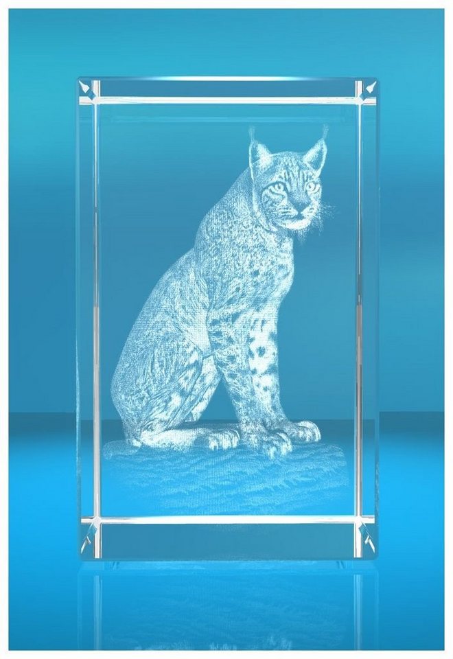 VIP-LASER Dekofigur 3D Glasquader Motiv: Luchs, Hochwertige Geschenkbox, Made in Germany, Familienbetrieb von VIP-LASER