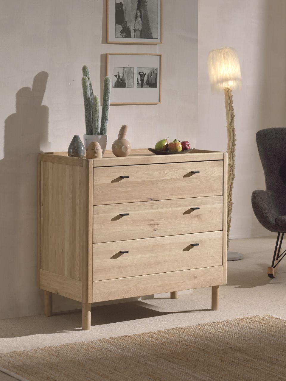 Kommode Wickelkommode 3 Schubladen Sideboard Eiche Massivholz natur geölt Kommode Wickelkommode 3 Schubladen Sideboard Eiche Massivholz natur geölt von VIPACK