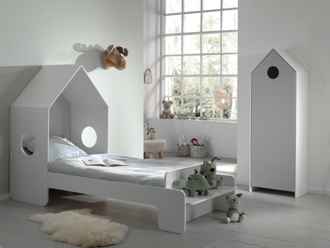 Vipack: Artikelset "CASAMI" 2- Teilig- Kinderbett Wäscheschrank -Weiß / Grau von VIPACK