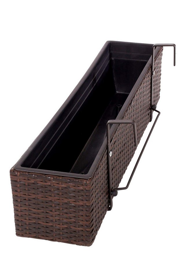 VIVANNO Balkonkasten Balkonkasten Polyrattan "Balkoni", Bicolor Braun - 80x19x20 cm von VIVANNO