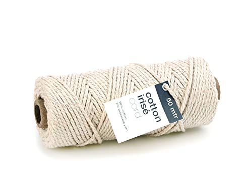 Vivant Kordel Cotton Irisé Cord 50m x 3mm. Baumwolle mit Irisierend Akzente Bastelschnur Dekoration DIY Kunstgewerbe und Deko Ideal zum Handarbeiten, Geschenke Weihnachten fine creme von Vivant