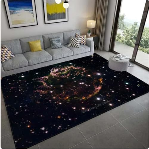 VJKFSWG Teppich, Bunte Galaxie, 3D-Gedruckter Teppich, bunter Sternenhimmel, großer Teppich, Wohnzimmer-Bodenmatte, Design-Teppich, 80 x 120 cm von VJKFSWG