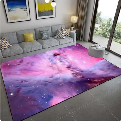 VJKFSWG Teppich Bunte Galaxie 3D-Gedruckter Teppich Bunter Sternenhimmel Großer Teppich Wohnzimmer Bodenmatte Design-Teppich 60X90cm von VJKFSWG
