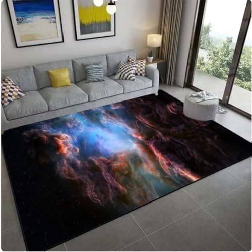 VJKFSWG Teppich Bunte Galaxie 3D-Gedruckter Teppich Bunter Sternenhimmel Großer Teppich Wohnzimmer Bodenmatte Design-Teppich 80X150cm von VJKFSWG