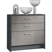 Kommode Sideboard Anrichte Schrank Alvor in Schwarz - Hochglanz und Naturtöne - Fronten in Braun meliert - Fronten in Braun meliert - Vladon von VLADON