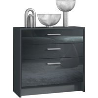 Kommode Sideboard Anrichte Schrank Alvor in Schwarz - Hochglanz und Naturtöne - Fronten in Schwarz Hochglanz - Fronten in Schwarz Hochglanz - Vladon von VLADON