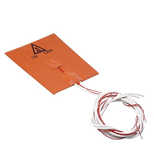 VOANZO 3D-Drucker-Silikon-Heizung, 11,9 x 11,7 cm, 12 V, 120 W, beheizbare Bettunterlage mit Thermistor, starke selbstklebende Rückseite, für Reprap Davinc Mini V2 Monprice Select Mini 2 von VOANZO