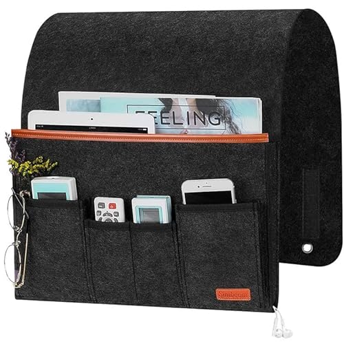 VOANZO Filz-Nachttisch-Aufbewahrung, hängende Sofa-Armlehnen-Organizer mit 5 Taschen für Zeitschriften, Tablets, Handys, Bücher und Stifte von VOANZO