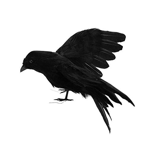 VOANZO Halloween Black Crow, realistische handgemachte gefiederte Krähe Prop Halloween Vögel Rabe Prop Dekor Outdoor Indoor Party Dekoration von VOANZO