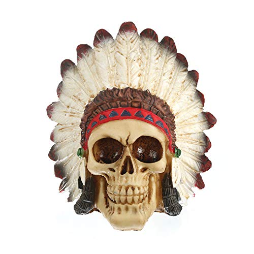VOANZO Indianer Indianer Adler Häuptlingskopf, Kunstharz Handwerk für Halloween Bar Zuhause Tischdekoration,White von VOANZO
