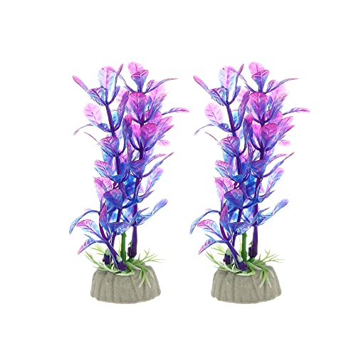 VOCOSTE 2 Stück Aquarium Kunststoff Pflanzen Künstliche Wasserpflanze Ersatz für Aquarium Landschaft Dekoration Lila 4.72" von VOCOSTE