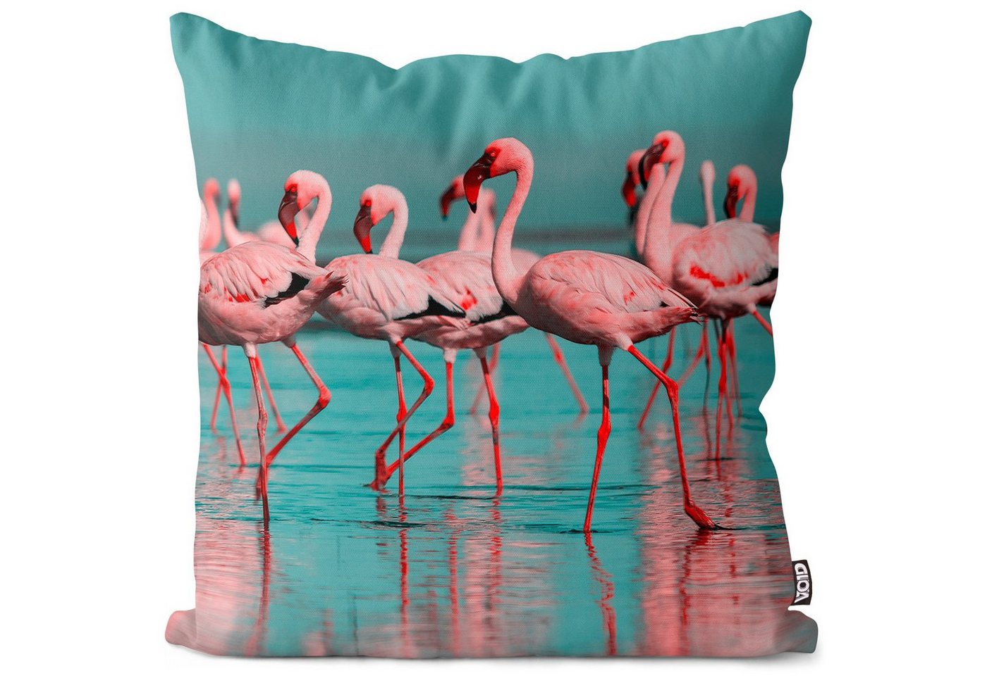 Kissenbezug, VOID (1 Stück), Sofa-Kissen Flamingos Afrika See Safari Urlaub Vogel Reise Wildpark Tiere Flamingo Strand Karibik Schwimmen Sommer Frühling Pool Party von VOID