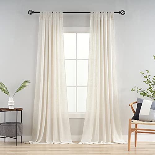 VOILYBIRD Vorhang Schlaufenschal Gardine 2er Set für Wohnzimmer Natur Leinen HxB 260x140 von VOILYBIRD