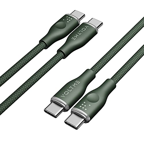 VOLTME 2-Pack USB C Kabel auf USB-C PD 60W 3A geflochtenes Nylon 1,0m/3.3ft, RUGG USB-C Typ C Ladekabel kompatibel mit MacBook Pro, Pixel 7/6 Pro, iPad Pro, Galaxy S23/Ultra usw. (Grün) von VOLTME