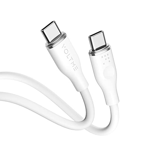 VOLTME USB C auf USB C Kabel 1,0m Weiß 3A/60W PD, Ladekabel USB C Schnellladekabel USB Typ C 2.0 480 Mbps, Datenkabel USB C Kompatibel mit MacBook Pro/Air, iPad Air 5 Galaxy S22/S21 Pixel 7 Redmi von VOLTME