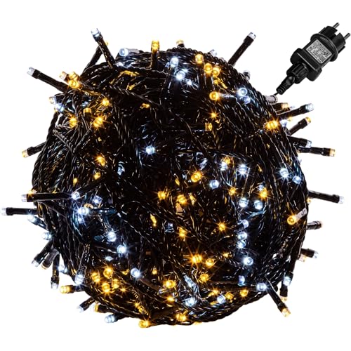 VOLTRONIC LED Lichterkette, IP44, Modell- und Farbwahl, 400 LEDs, Grünes Kabel, kaltweiß/warmweiß von VOLTRONIC