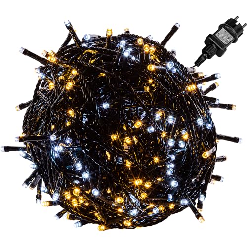 VOLTRONIC LED Lichterkette, IP44, Modell- und Farbwahl, 600 LEDs, Grünes Kabel, kaltweiß/warmweiß von VOLTRONIC