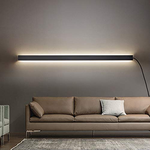 VOMI Innen Wandleuchte mit Schalter und Stecker LED Wandlampe aus Aluminium Modern Wohnzimmer Wandbeleuchtung Natürliches Weiß Minimalistisch Dekorative Lichter für Schlafzimmer Gang Restaurant,120cm von VOMI