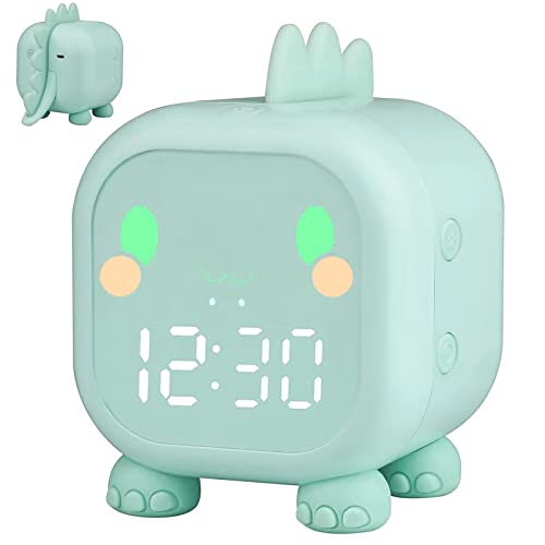 VORRINC Kinder Lichtwecker, Dinosaurier Wecker Sonnenaufgangssimulator Wake Up Kinderwecker mit Timer Snooze Schlaftrainer, Wecker Digital für Mädchen Jungen Kinder, Geburtstagsgeschenk (Grün) von VORRINC