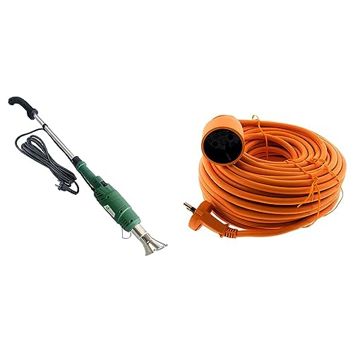 3 in 1 Elektrischer Unkrautbrenner, Thermo Unkrautvernichter, 2000W & Zenitech Prolongateur 16A HO5VVF 2x1.5 Orange 25m von VOUNOT