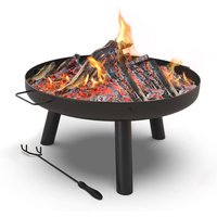 Feuerschale mit Schürhaken, Feuerkorb Feuerstelle für Garden Terrasse Heizung, ø 60 cm, Schwarz - Vounot von VOUNOT