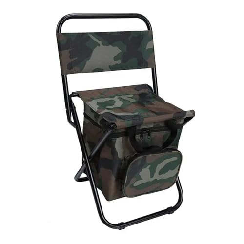 VQRINWIEL Angelstuhl mit Kühltasche, kompakter Angelhocker, Faltbarer Campingstuhl, Faltbarer Eisbeutel-Stuhl for den Außenbereich mit Aufbewahrungstasche (Size : Camouflage) von VQRINWIEL