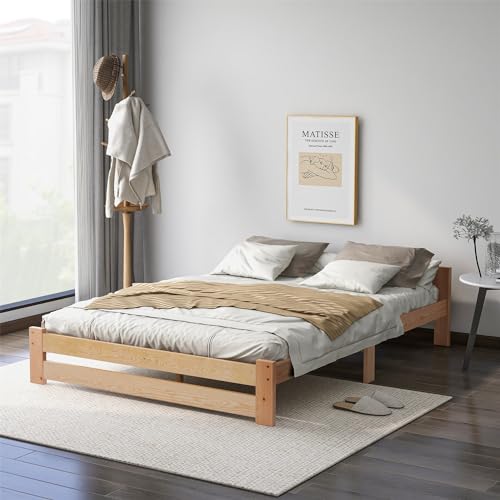 VRYGLEN Massivholz Bett 140x200 mit Kopfteil & Lattenrost - Futonbett in natürlicher Ausführung für EIN gemütliches Schlaferlebnis von VRYGLEN