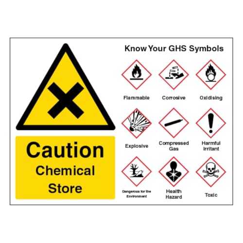 V Safety Warnschild "Caution Chemical Store Guidance", großes Querformat, 600 x 450 mm, 3 mm Aluminiumverbund-Sicherheitsschild V Safety Warnschild "Caution Chemical Store Guidance", großes Querformat, 600 x 450 mm, 3 mm Aluminiumverbund-Sicherheitsschild von VSafety