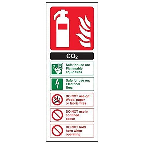 VSafety Co2-ID-Feuerlöscher-Schild, Hochformat, 75 mm x 200 mm, 2 mm starrer Kunststoff von V Safety