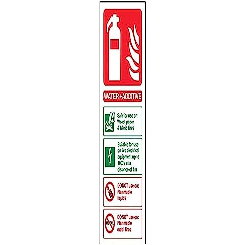 vsafety 11010 ac-s Feuerlöscher Schild, Wasser und Zusatz ID, selbstklebend, Portrait, 75 mm x 200 mm x 200 mm, grün/rot von VSafety