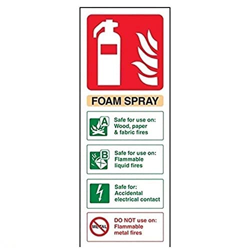 vsafety 11012 ac-s Feuerlöscher Schild, Schaumstoff Spray ID Elektrische Safe, selbstklebend, Porträt, 75 mm x 200 mm, beige/schwarz/grün/rot von VSafety