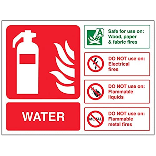 vsafety 11013 ar-r Feuerlöscher Schild, Wasser ID, starrer Kunststoff, Landschaft, 200 mm x 150 mm, grün/rot von VSafety