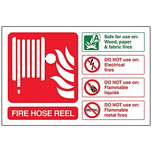 vsafety 11019 al-r Feuerlöscher Schild, Fire Schlauchtrommel ID, starrer Kunststoff, Landschaft, 150 mm x 100 mm, grün/rot von VSafety