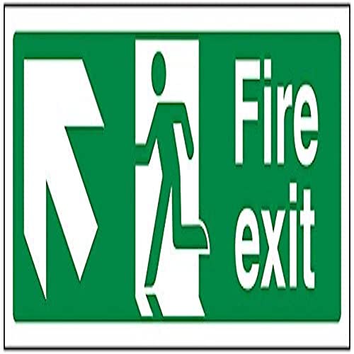 VSafety Fire Exit Arrow Up Left Schild – Querformat – 300 mm x 100 mm – selbstklebendes Vinyl von V Safety