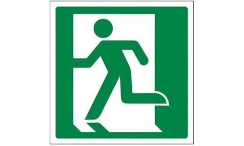 vsafety 14015 am-s Fire Exit Schild, Running Man links Logo, selbstklebend, quadratisch, 150 mm x 150 mm, grün von VSafety