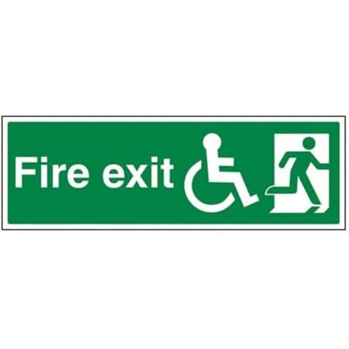 vsafety 14034bj-r Fire Exit Schild, Rad Stuhl Final Fire Exit mit Text Man rechts, starrer Kunststoff, Landschaft, 450 mm x 150 mm, grün von VSafety