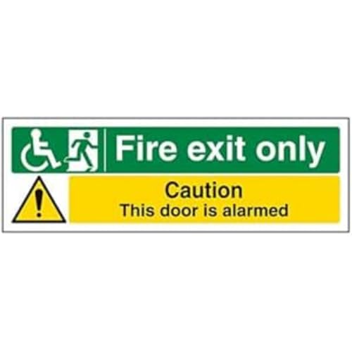 vsafety 14036 ax-s Fire Exit Schild, Rad Stuhl Fire Exit//NUR Tür beunruhigt, selbstklebend, Landschaft, 300 mm x 100 mm, schwarz/grün/gelb von VSafety