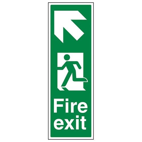 VSafety Portrait Fire Exit Arrow Up Left Schild - Hochformat - 150 mm x 450 mm - 1 mm starrer Kunststoff von V Safety